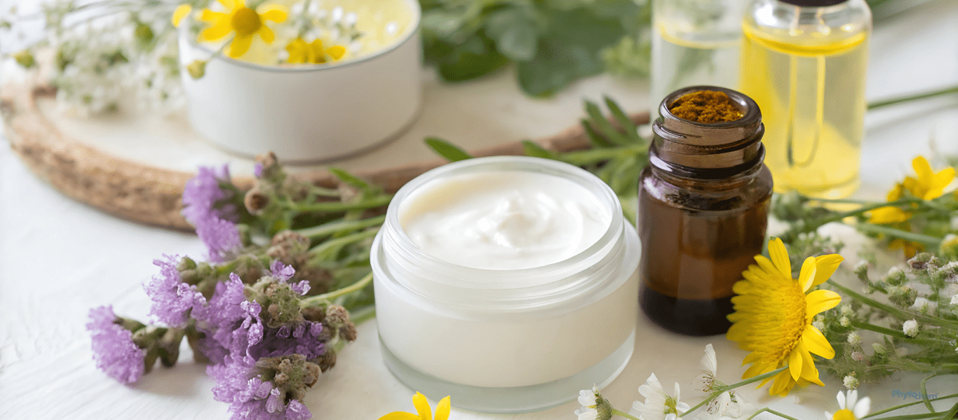 Natural skincare products with herbal ingredients